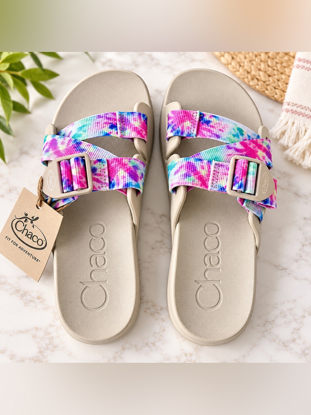 NWT Chaco Chillos Slide Sandals | Tie Dye Adjustable Straps Women's 6M